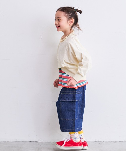 BIG FIELD（ビッグフィールド）の「ナガソデクロスロンT（90～150cm）（Tシャツ/カットソー・キッズ・グレー/パープル/チャコール/オフホワイト・100/110/130/140/120/90/150）」の6枚目の写真