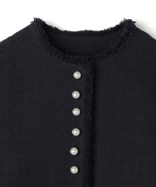 SHIPS（シップス）の「〈セレモニー対応可〉スラブ ツイード ノーカラー ジャケット 24SS（セットアップ対応）◇（ノーカラージャケット・レディース・ネイビー/オフホワイト・38/36）」の22枚目の写真