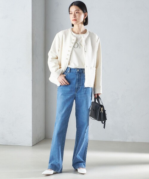 SHIPS（シップス）の「〈セレモニー対応可〉スラブ ツイード ノーカラー ジャケット 24SS（セットアップ対応）◇（ノーカラージャケット・レディース・ネイビー/オフホワイト・38/36）」の11枚目の写真