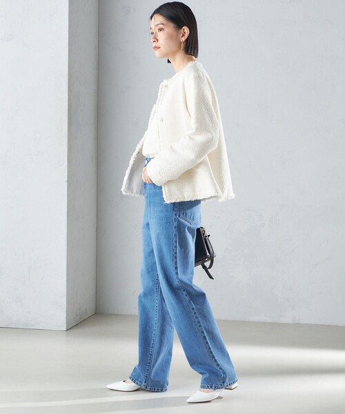 SHIPS（シップス）の「〈セレモニー対応可〉スラブ ツイード ノーカラー ジャケット 24SS（セットアップ対応）◇（ノーカラージャケット・レディース・ネイビー/オフホワイト・38/36）」の13枚目の写真