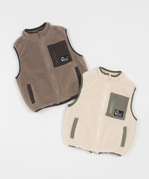 petit main（プティマイン）の「【Penfield】ボアベスト（ベスト・キッズ・モカ/アイボリー・S/L/M）」の3枚目の写真