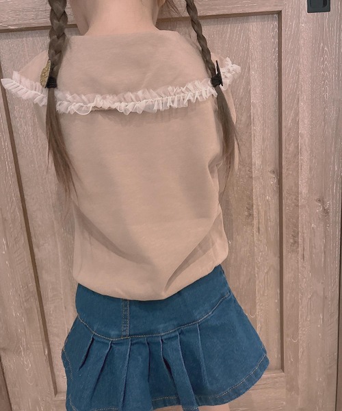 CERCA(チェルカ)の「lulunoix/フリル襟フラワートレーナー N15168(スウェット・キッズ・ブラウン/ホワイト・120cm/110cm/100cm/90cm)」の5枚目の写真