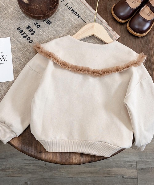 CERCA(チェルカ)の「lulunoix/フリル襟フラワートレーナー N15168(スウェット・キッズ・ブラウン/ホワイト・120cm/110cm/100cm/90cm)」の7枚目の写真