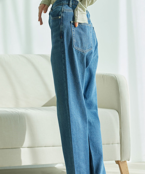 Jayro(ジャイロ)の「デニムストレートパンツ(デニムパンツ・レディース・ブルー/ブラック/サックスブルー・M)」の13枚目の写真