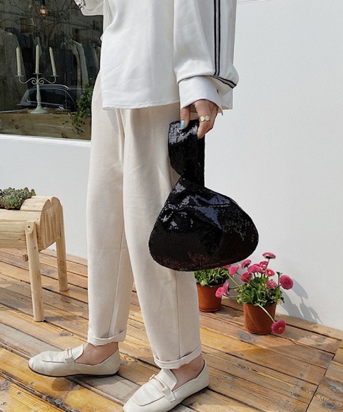 エコバッグ コンビニ袋(スイレン&モンステラ) （セール】スパンコール  