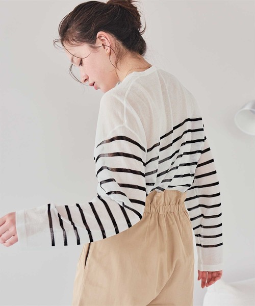 サイドスリットシアーニットプルオーバー（ニット/セーター