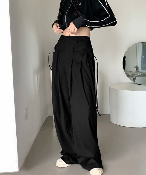 Miniministore(ミニミニストア)の「ワイドパンツレディースハイウエスト韓国風(スラックス・レディース・ブラック/ベージュ/ホワイト/アイボリー/ブラウン/ダークグレー・XL/M/L/S)」の12枚目の写真