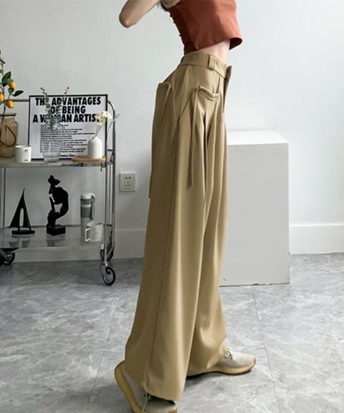 Miniministore(ミニミニストア)の「ワイドパンツレディースハイウエスト韓国風(スラックス・レディース・ブラック/ベージュ/ホワイト/アイボリー/ブラウン/ダークグレー・XL/M/L/S)」の21枚目の写真