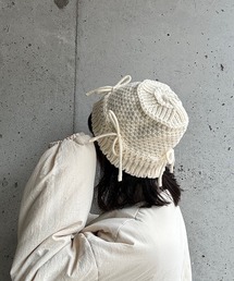 cuorequal（クオレコール）の「リボン付きニットハット（ニットキャップ/ビーニー）」