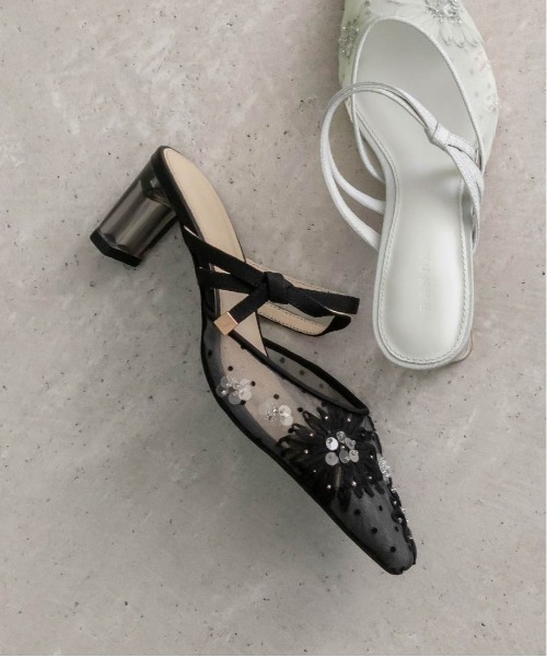 RANDA（ランダ）の「フラワースクエアミュールパンプス（パンプス・レディース・ベージュ/ブルー/アイボリー/ブラック・S/M/L/LL）」の14枚目の写真