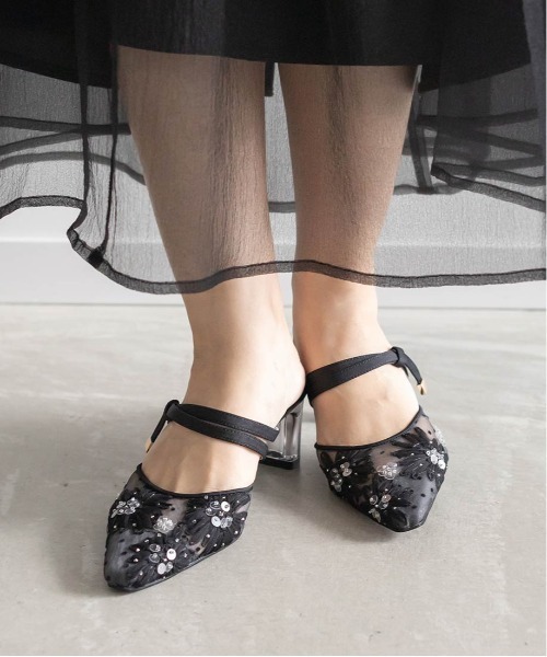 RANDA（ランダ）の「フラワースクエアミュールパンプス（パンプス・レディース・ベージュ/ブルー/アイボリー/ブラック・S/M/L/LL）」の19枚目の写真