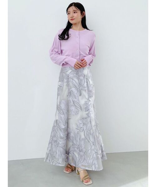 MERCURYDUO（マーキュリーデュオ）の「花柄ジャカードコルセットドッキングワンピース（ワンピース・レディース・ライトグレー/ラベンダー・SMALL/MEDIUM）」の9枚目の写真