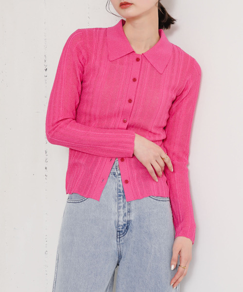 SENSE OF PLACE by URBAN RESEARCH（センスオブプレイスバイアーバンリサーチ）の「ランダムリブニットカーディガン（カーディガン/ボレロ・レディース・ピンク/アイボリー/ブラック・ONE）」の22枚目の写真