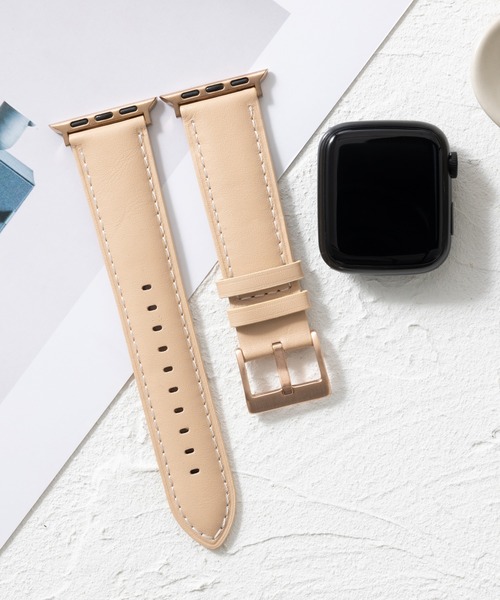 emonique(エモニーク)の「本革レザー Apple Watch バンド スマートウォッチバンド【38/40/41/42/44/45/49mm対応】(デジタル腕時計・レディース・ベージュ/ピンク/ダークネイビー/ブラウン/ブラック/グレー/ブラック×シルバー・42/38)」の5枚目の写真