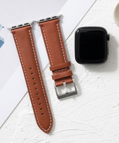 emonique(エモニーク)の「本革レザー Apple Watch バンド スマートウォッチバンド【38/40/41/42/44/45/49mm対応】(デジタル腕時計・レディース・ベージュ/ピンク/ダークネイビー/ブラウン/ブラック/グレー/ブラック×シルバー・42/38)」の1枚目の写真