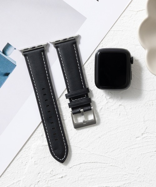 emonique(エモニーク)の「本革レザー Apple Watch バンド スマートウォッチバンド【38/40/41/42/44/45/49mm対応】(デジタル腕時計・レディース・ベージュ/ピンク/ダークネイビー/ブラウン/ブラック/グレー/ブラック×シルバー・42/38)」の3枚目の写真
