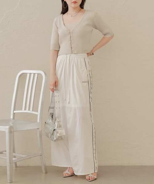 Chico（チコ）の「ワイドラインシャカパンツ（その他パンツ・レディース・ホワイト/ブラック/ブルー/グレー/ネイビー・FREE）」の22枚目の写真