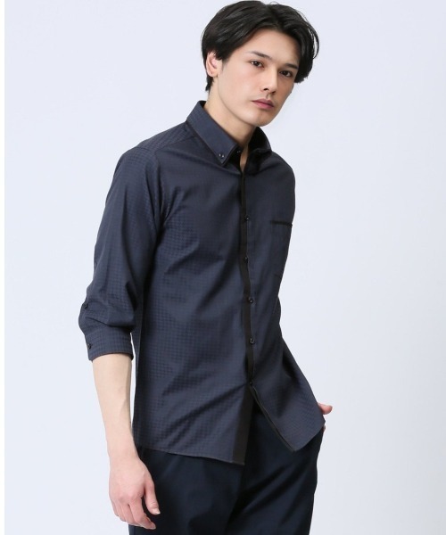 m.f.エディトリアル メンズ ドビー 二枚衿ボタンダウン7分袖シャツ（シャツ/ブラウス）｜m.f.editorial（エムエフエディトリアル） 6,490円