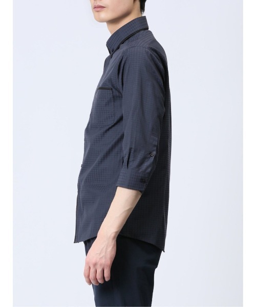 m.f.editorial(エムエフエディトリアル)の「シャツ メンズ 7分袖 綿混 ドビー ボタンダウン 二枚衿(シャツ/ブラウス・メンズ・ネイビー/パープル/ホワイト・MEDIUM/LARGE/X-LARGE)」の10枚目の写真