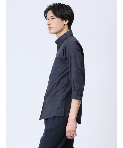 m.f.editorial(エムエフエディトリアル)の「シャツ メンズ 7分袖 綿混 ドビー ボタンダウン 二枚衿(シャツ/ブラウス・メンズ・ネイビー/パープル/ホワイト・MEDIUM/LARGE/X-LARGE)」の15枚目の写真