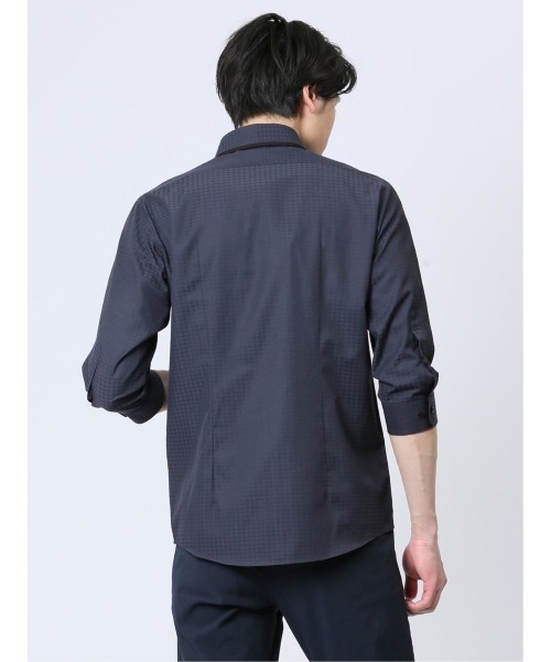 m.f.editorial(エムエフエディトリアル)の「シャツ メンズ 7分袖 綿混 ドビー ボタンダウン 二枚衿(シャツ/ブラウス・メンズ・ネイビー/パープル/ホワイト・MEDIUM/LARGE/X-LARGE)」の16枚目の写真