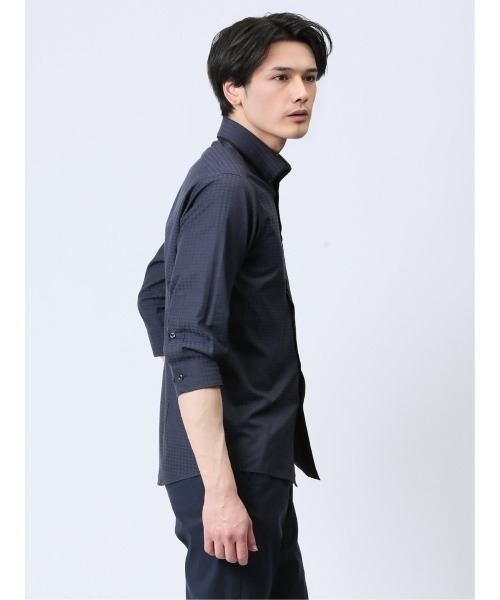 m.f.editorial(エムエフエディトリアル)の「シャツ メンズ 7分袖 綿混 ドビー ボタンダウン 二枚衿(シャツ/ブラウス・メンズ・ネイビー/パープル/ホワイト・MEDIUM/LARGE/X-LARGE)」の17枚目の写真