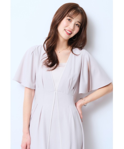 JUSGLITTY（ジャスグリッティー）の「スリットスリーブ配色ワンピース