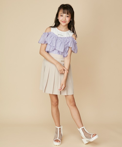 JENNI love(ジェニィラブ)の「シアードッキングトップス(Tシャツ/カットソー・キッズ・アイボリー/ブラック/ラベンダー・130cm/140cm/150cm/160cm)」の4枚目の写真