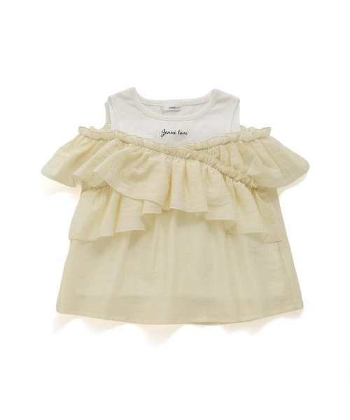 JENNI love(ジェニィラブ)の「シアードッキングトップス(Tシャツ/カットソー・キッズ・アイボリー/ブラック/ラベンダー・130cm/140cm/150cm/160cm)」の15枚目の写真