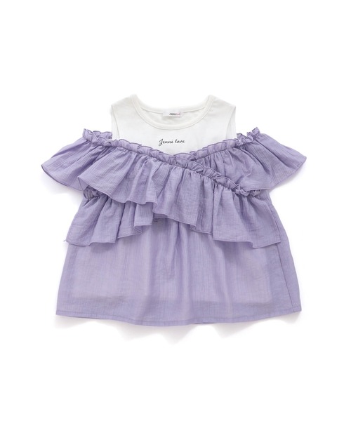 JENNI love(ジェニィラブ)の「シアードッキングトップス(Tシャツ/カットソー・キッズ・アイボリー/ブラック/ラベンダー・130cm/140cm/150cm/160cm)」の19枚目の写真
