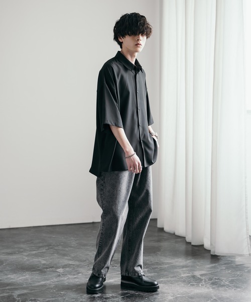 Rocky Monroe(ロッキーモンロー)の「接触冷感オーバーサイズレギュラーカラー半袖シャツ(シャツ/ブラウス・メンズ・ホワイト/ブルー/ブラック/チャコール・XL/M/L)」の9枚目の写真