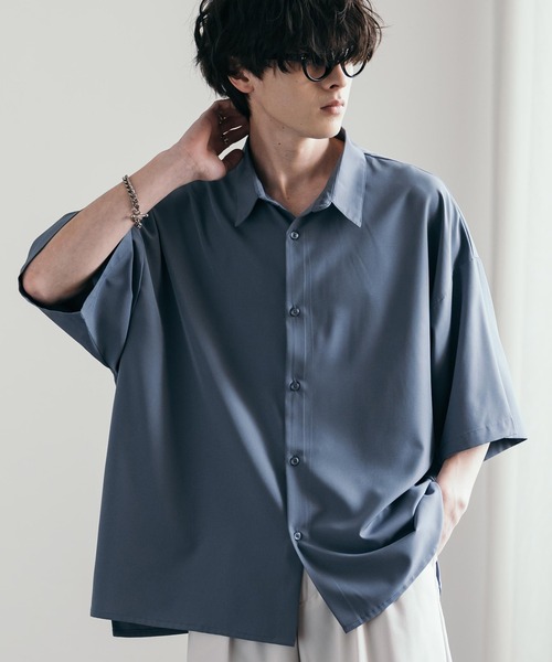 Rocky Monroe(ロッキーモンロー)の「接触冷感オーバーサイズレギュラーカラー半袖シャツ(シャツ/ブラウス・メンズ・ホワイト/ブルー/ブラック/チャコール・XL/M/L)」の18枚目の写真