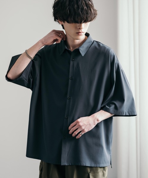 Rocky Monroe(ロッキーモンロー)の「接触冷感オーバーサイズレギュラーカラー半袖シャツ(シャツ/ブラウス・メンズ・ホワイト/ブルー/ブラック/チャコール・XL/M/L)」の16枚目の写真