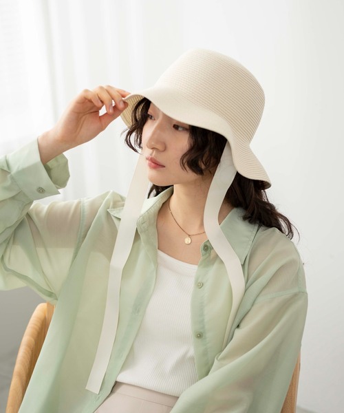 WEGO（ウィゴー）の「WEGO/リボン付き雑材ハット（ハット・レディース・オフホワイト/ナチュラル・FREE）」の3枚目の写真