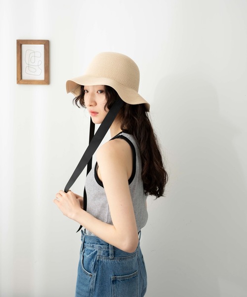 WEGO（ウィゴー）の「WEGO/リボン付き雑材ハット（ハット・レディース・オフホワイト/ナチュラル・FREE）」の5枚目の写真