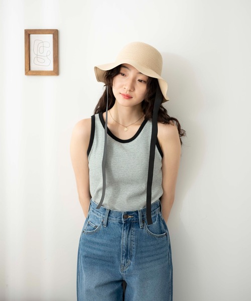 WEGO（ウィゴー）の「WEGO/リボン付き雑材ハット（ハット・レディース・オフホワイト/ナチュラル・FREE）」の6枚目の写真