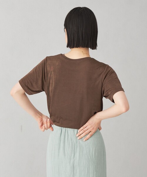 EMMEL REFINES（エメルリファインズ）の「＜EMMEL REFINES＞EM シャイニー トロミ Tシャツ（Tシャツ/カットソー・レディース・ライトブルー/オレンジ/ダークブラウン・FREE）」の13枚目の写真