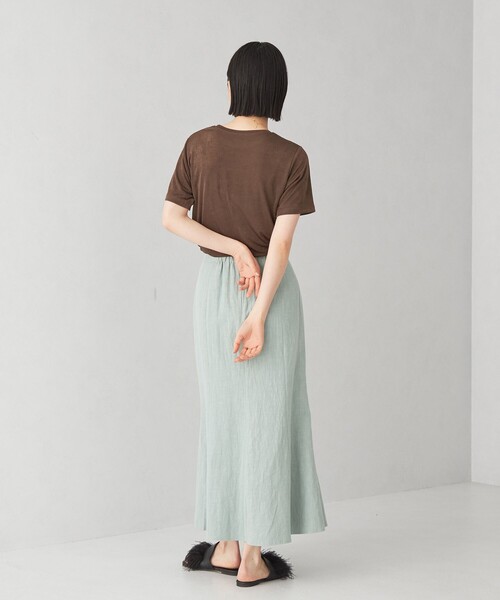 EMMEL REFINES（エメルリファインズ）の「＜EMMEL REFINES＞EM シャイニー トロミ Tシャツ（Tシャツ/カットソー・レディース・ライトブルー/オレンジ/ダークブラウン・FREE）」の18枚目の写真