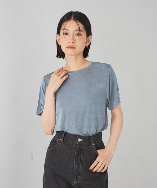 EMMEL REFINES（エメルリファインズ）の「＜EMMEL REFINES＞EM シャイニー トロミ Tシャツ（Tシャツ/カットソー・レディース・ライトブルー/オレンジ/ダークブラウン・FREE）」の20枚目の写真