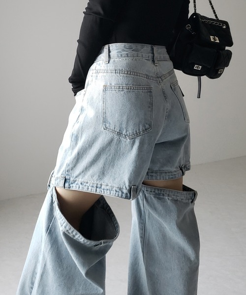 【値下げ可】raffime カットアウトデニムパンツ セール】カットアウトデニムパンツ（デニムパンツ）｜raffime
