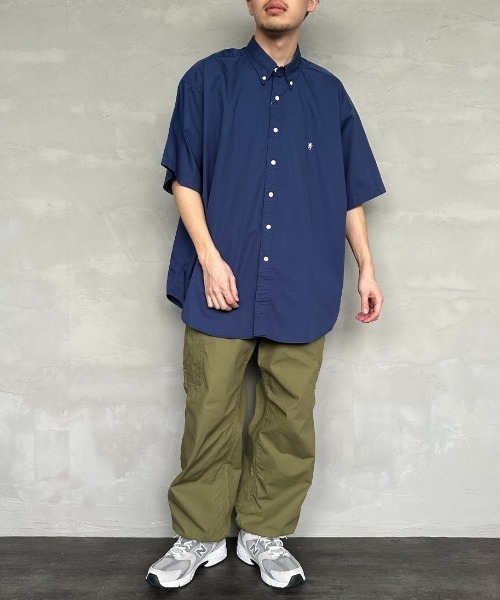 GYMPHLEX（ジムフレックス）の「[GYMPHLEX/ジムフレックス] ボタンダウン ショートスリーブシャツ(コットンツイル)（シャツ/ブラウス・レディース・ライトベージュ/チャコールグレー/ブルー・M/L）」の6枚目の写真