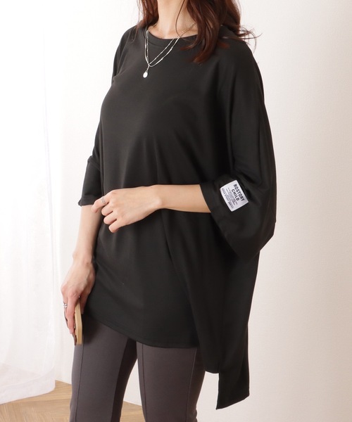 Lace Ladies(レースレディース)の「ソリッドカラー タグ付き オーバーサイズ 半袖 Tシャツ(Tシャツ/カットソー・レディース・グレー/ブラック/オレンジ/グリーン・FREE)」の5枚目の写真