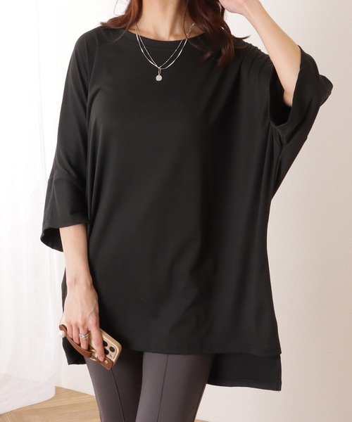 Lace Ladies(レースレディース)の「ソリッドカラー タグ付き オーバーサイズ 半袖 Tシャツ(Tシャツ/カットソー・レディース・グレー/ブラック/オレンジ/グリーン・FREE)」の6枚目の写真