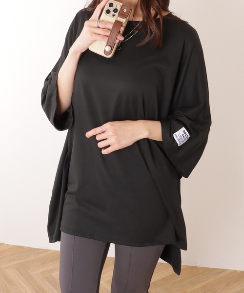 Lace Ladies(レースレディース)の「ソリッドカラー タグ付き オーバーサイズ 半袖 Tシャツ(Tシャツ/カットソー・レディース・グレー/ブラック/オレンジ/グリーン・FREE)」の9枚目の写真