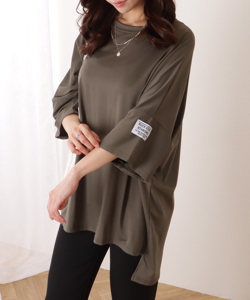 Lace Ladies(レースレディース)の「ソリッドカラー タグ付き オーバーサイズ 半袖 Tシャツ(Tシャツ/カットソー・レディース・グレー/ブラック/オレンジ/グリーン・FREE)」の11枚目の写真