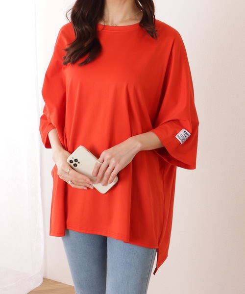 Lace Ladies(レースレディース)の「ソリッドカラー タグ付き オーバーサイズ 半袖 Tシャツ(Tシャツ/カットソー・レディース・グレー/ブラック/オレンジ/グリーン・FREE)」の12枚目の写真