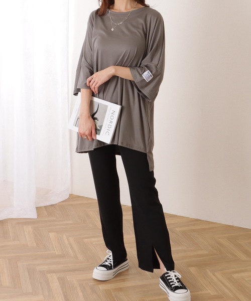 Lace Ladies(レースレディース)の「ソリッドカラー タグ付き オーバーサイズ 半袖 Tシャツ(Tシャツ/カットソー・レディース・グレー/ブラック/オレンジ/グリーン・FREE)」の15枚目の写真
