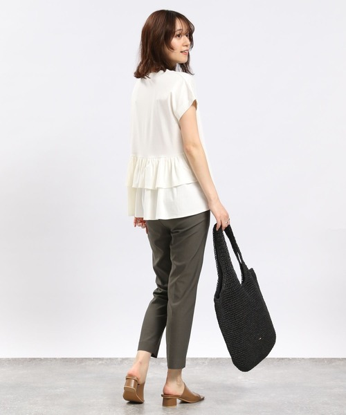 GLOBAL WORK Smile Seed Store（グローバルワーク スマイルシードストア）の「冷感後ろフリルＴシャツフレンチスリーブ/102725（Tシャツ/カットソー・レディース・チャコール/ライトブルー/ブラック/ベージュ/オフホワイト・LARGE/MEDIUM/SMALL/X-LARGE）」の13枚目の写真