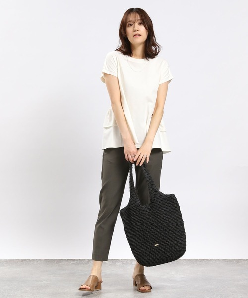 GLOBAL WORK Smile Seed Store（グローバルワーク スマイルシードストア）の「冷感後ろフリルＴシャツフレンチスリーブ/102725（Tシャツ/カットソー・レディース・チャコール/ライトブルー/ブラック/ベージュ/オフホワイト・LARGE/MEDIUM/SMALL/X-LARGE）」の14枚目の写真