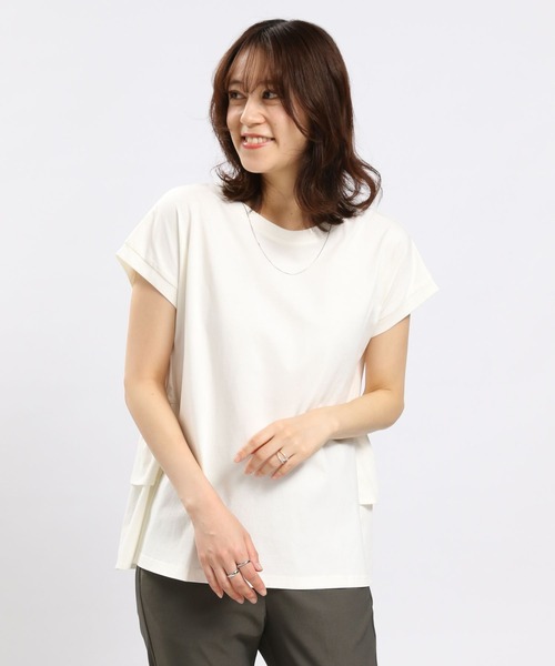 GLOBAL WORK Smile Seed Store（グローバルワーク スマイルシードストア）の「冷感後ろフリルＴシャツフレンチスリーブ/102725（Tシャツ/カットソー・レディース・チャコール/ライトブルー/ブラック/ベージュ/オフホワイト・LARGE/MEDIUM/SMALL/X-LARGE）」の15枚目の写真